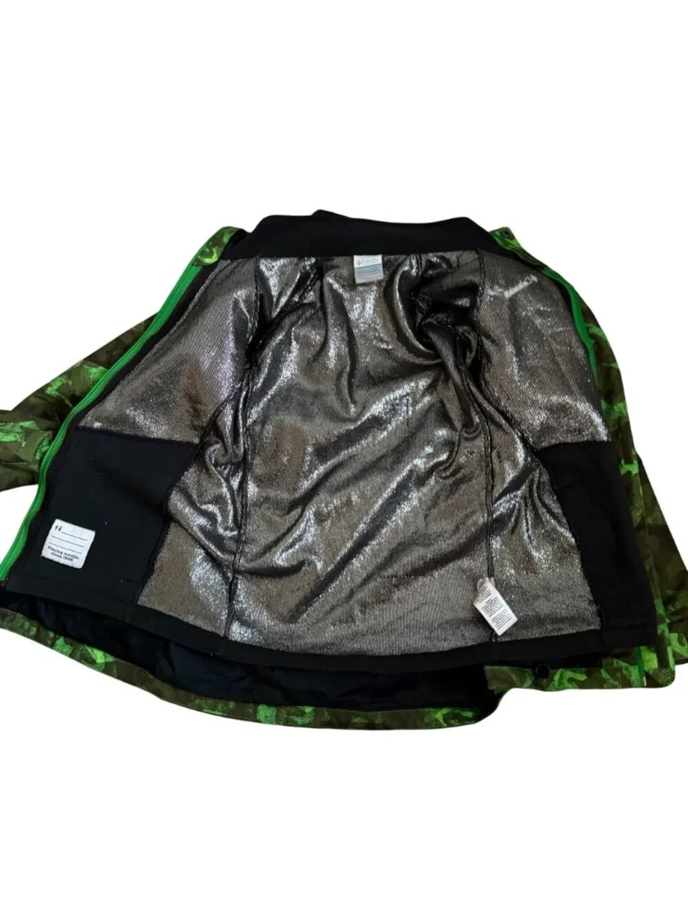 Columbia Boy's Windbreaker Jacket Sz L Green Camo Interchange Ski Rain Coat